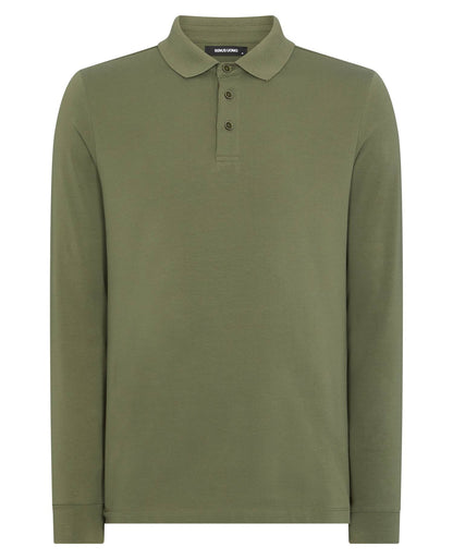 Remus Uomo 53123A 36 Olive Long Sleeve Polo Shirt