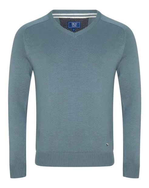 Drifter 55599 257 Blue Vee Neck Sweater
