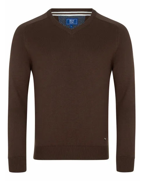 Drifter 55599 48 Dark Blue Brown Vee Neck Sweater