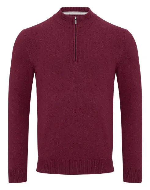 Remus Uomo 58601 67 Burgundy Half Zip