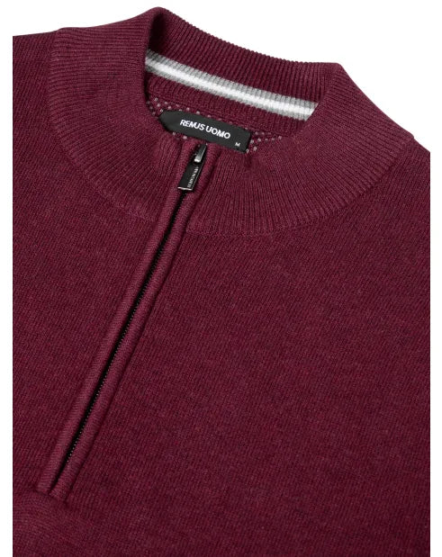 Remus Uomo 58601 67 Burgundy Half Zip