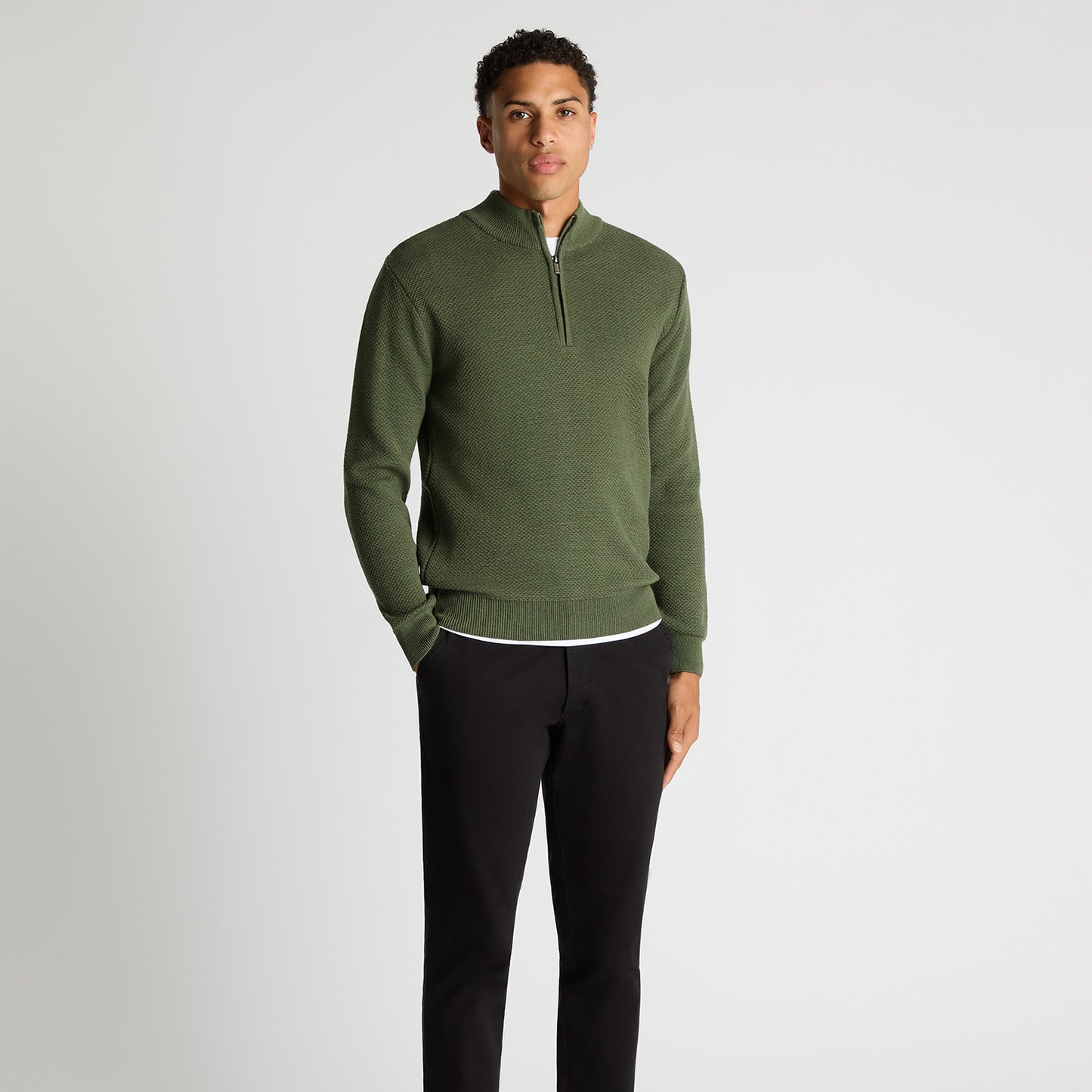 Remus Uomo 58666 35 Green Half Zip Sweater