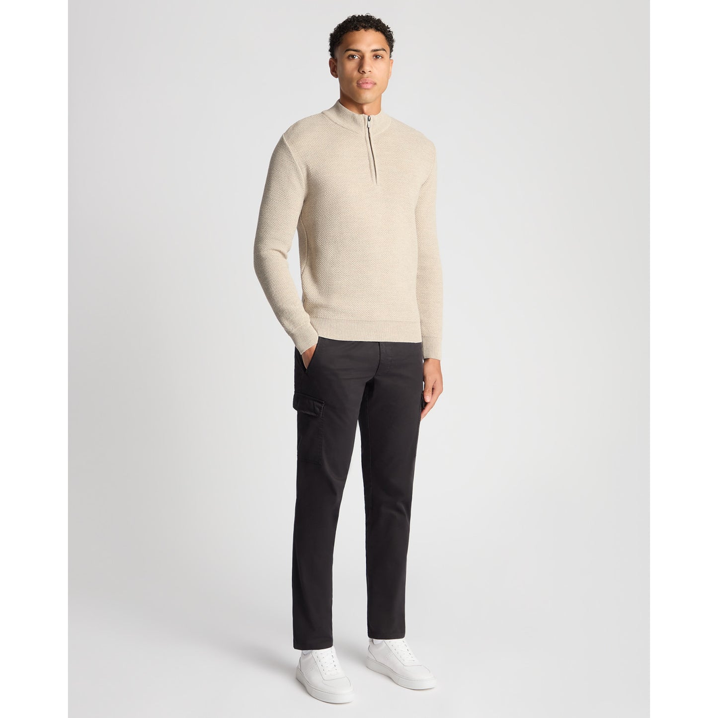 Remus Uomo 58666 91 Ecru Half Zip Sweatshirt