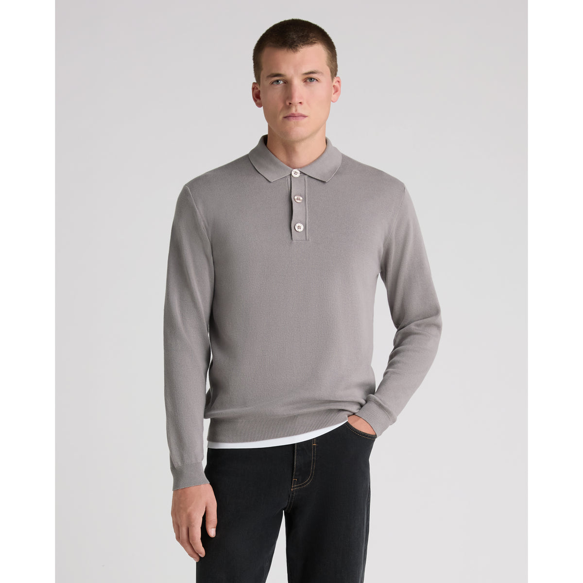 Remus Uomo 58690 04 Grey Long Sleeve Polo Sweater