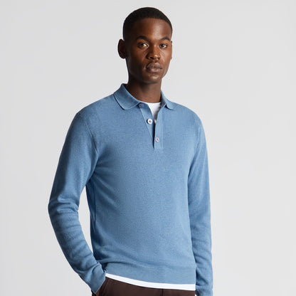 Remus Uomo 58690 23 Blue Long Sleeve Polo Sweater