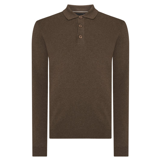 Remus Uomo 58690 47 Brown Long Sleeve Polo Sweater