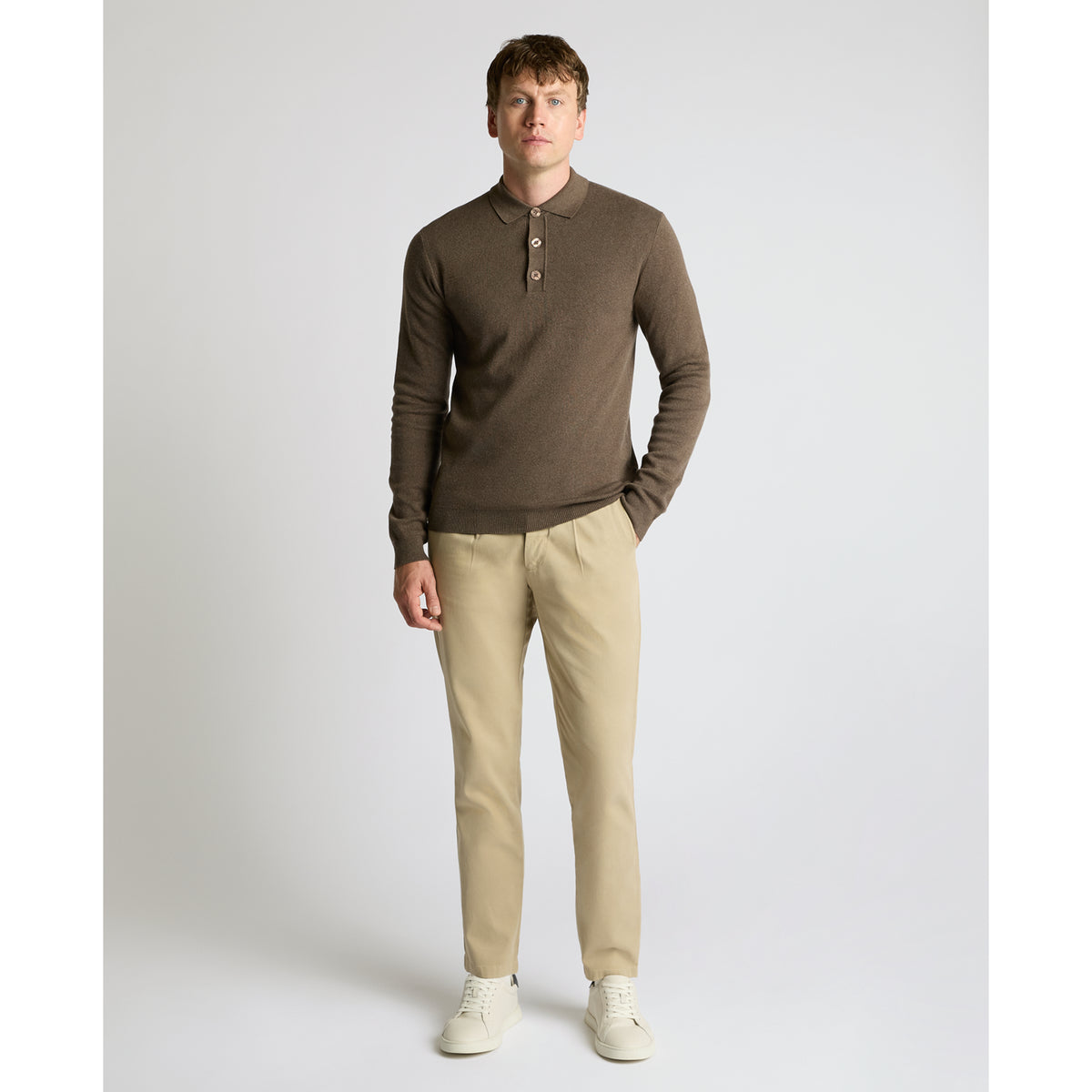 Remus Uomo 58690 47 Brown Long Sleeve Polo Sweater