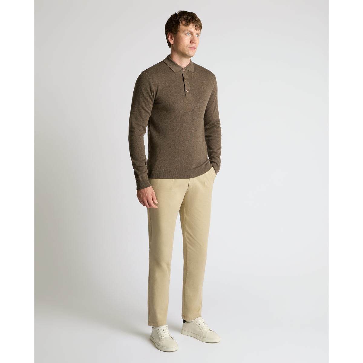 Remus Uomo 58690 47 Brown Long Sleeve Polo Sweater