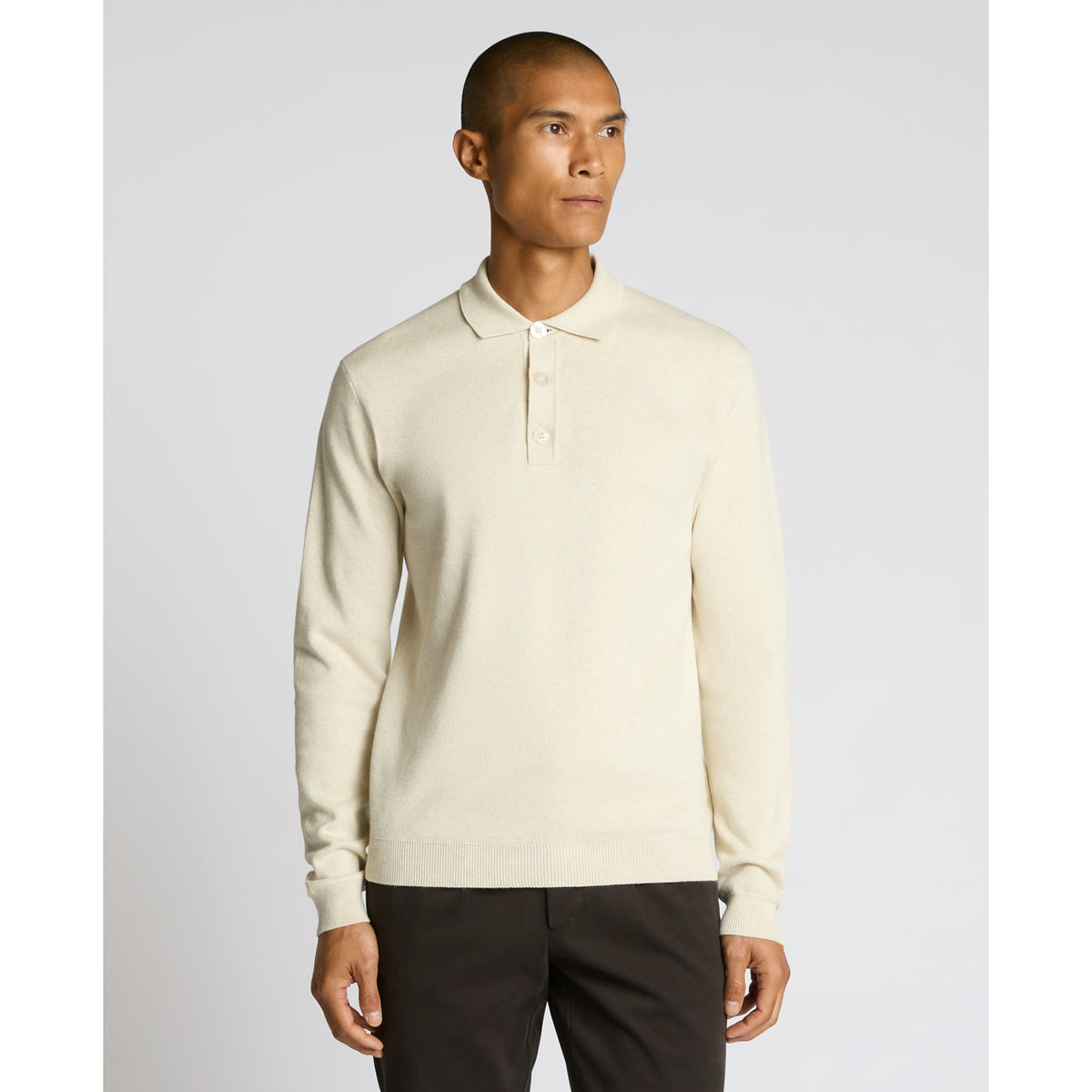 Remus Uomo 58690 91 Cream Long Sleeve Polo Sweater