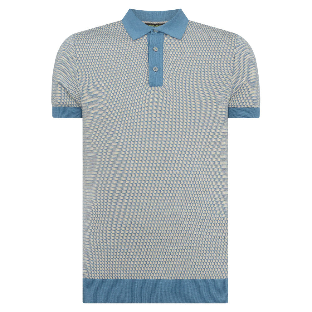 Remus Uomo 58693 22 Blue Knitted Polo Shirt