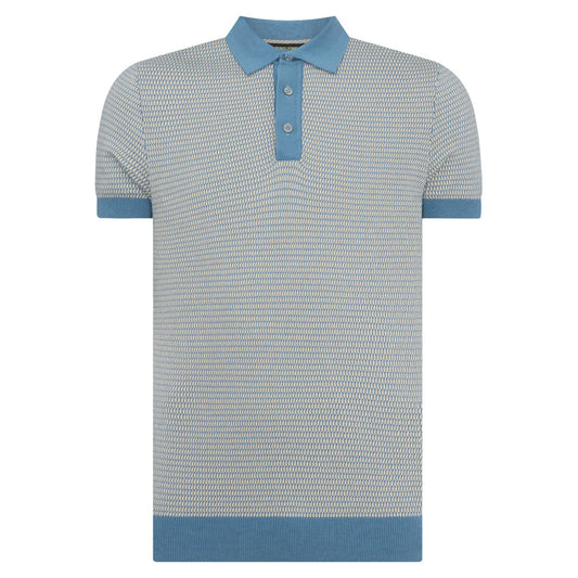 Remus Uomo 58693 22 Blue Knitted Polo Shirt