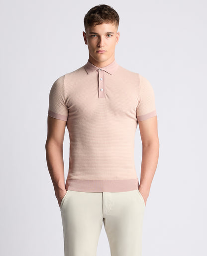 Remus Uomo 58693 62 Pink Salmon Knitted Polo Shirt