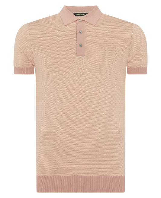 Remus Uomo 58693 62 Pink Salmon Knitted Polo Shirt