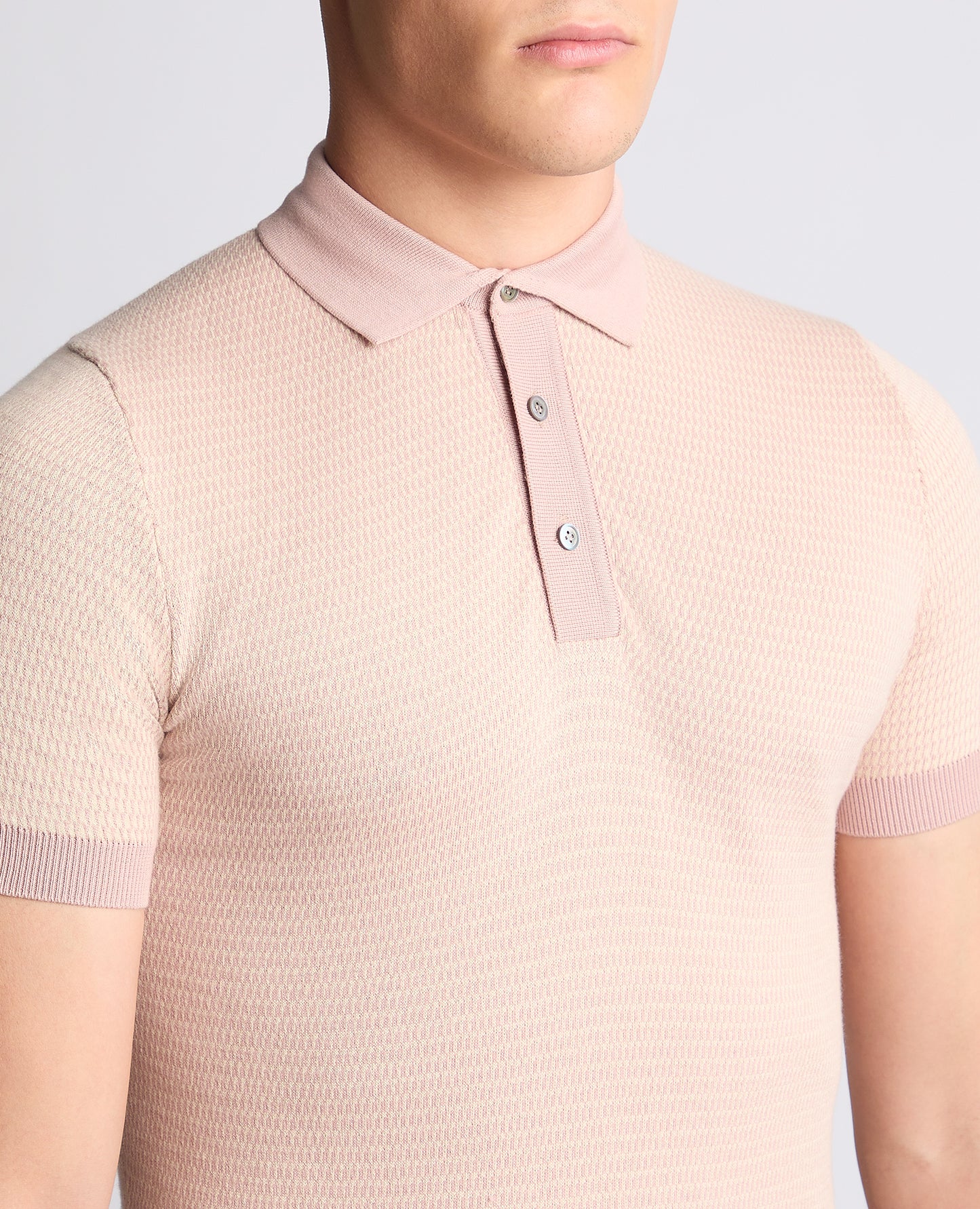 Remus Uomo 58693 62 Pink Salmon Knitted Polo Shirt