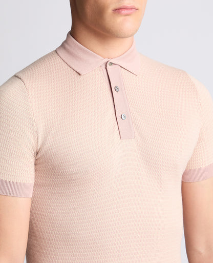 Remus Uomo 58693 62 Pink Salmon Knitted Polo Shirt