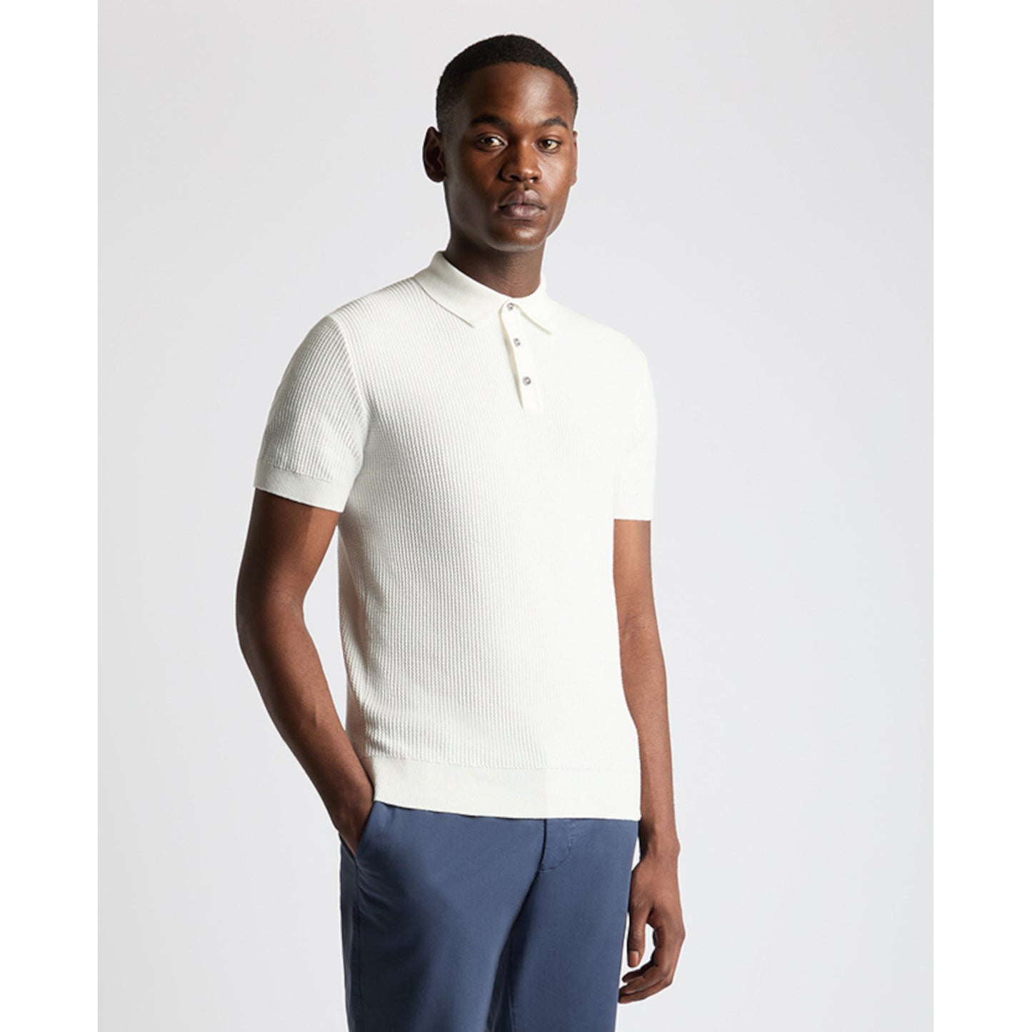 Remus Uomo 58696 01 White Knit Polo Shirt