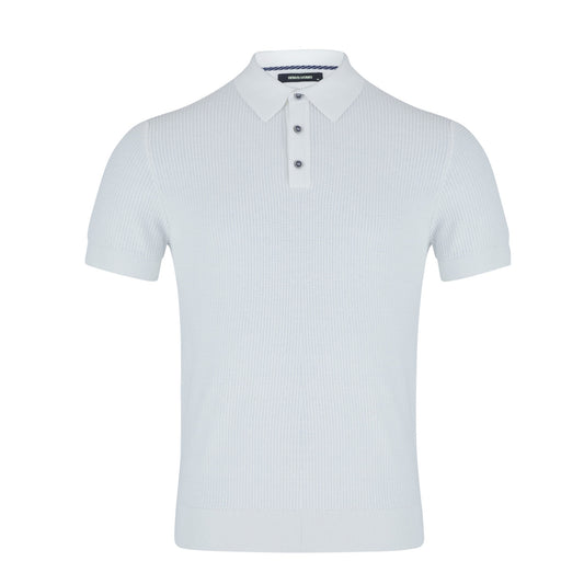 Remus Uomo 58696 01 White Knit Polo Shirt