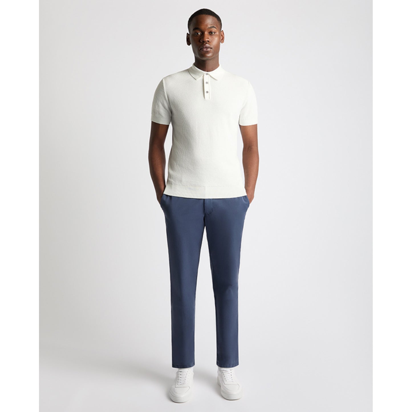 Remus Uomo 58696 01 White Knit Polo Shirt
