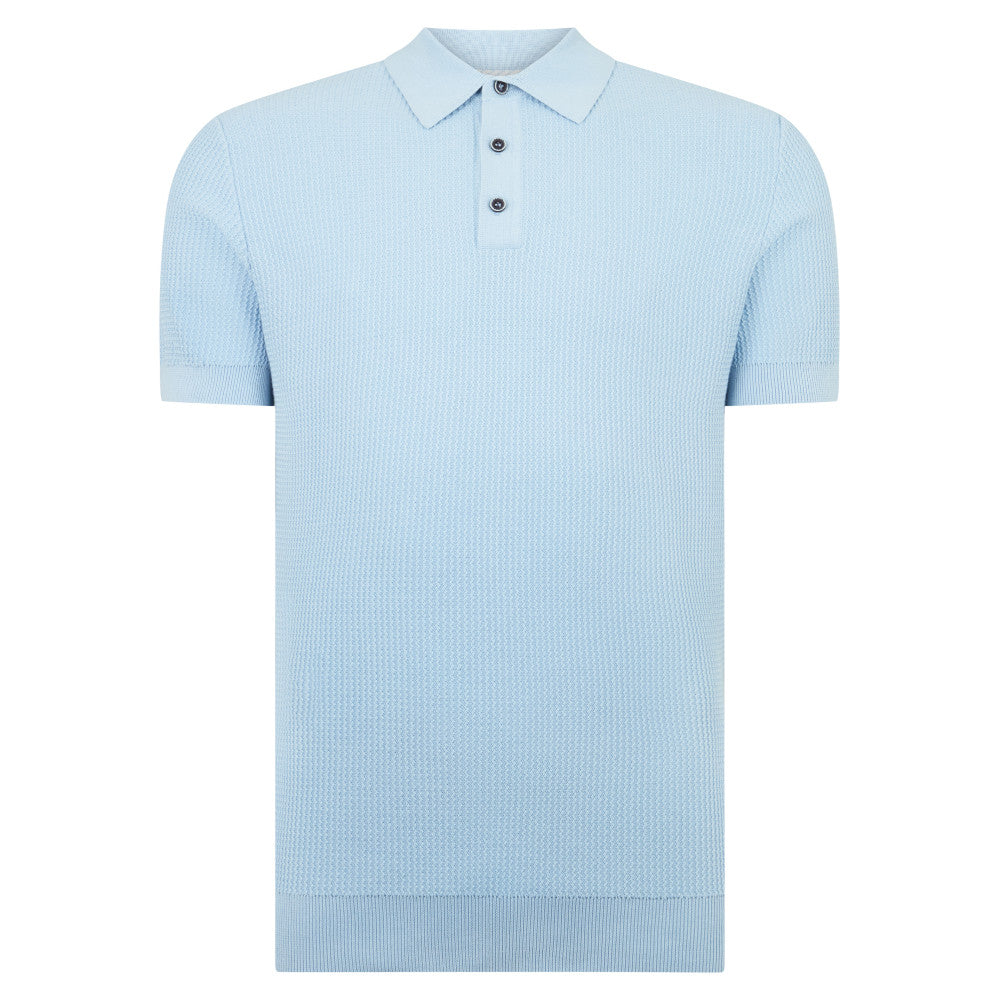 Remus Uomo 58696 22 Sky Blue Knit Polo Shirt