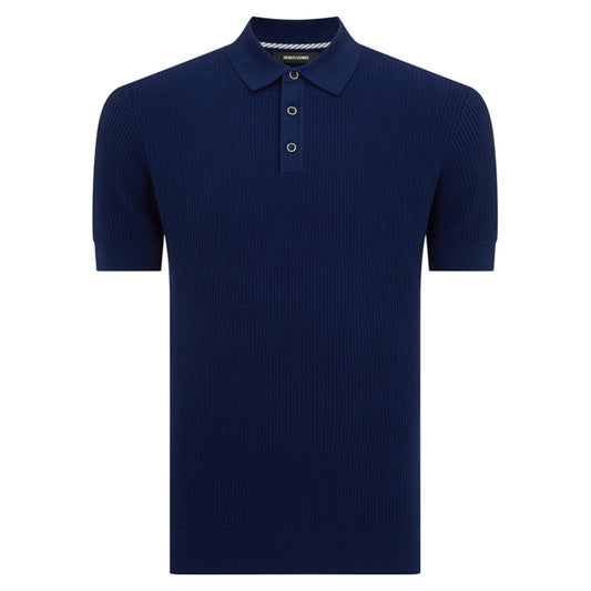 Remus Uomo 58696 29 Dark Blue Knit Polo Shirt