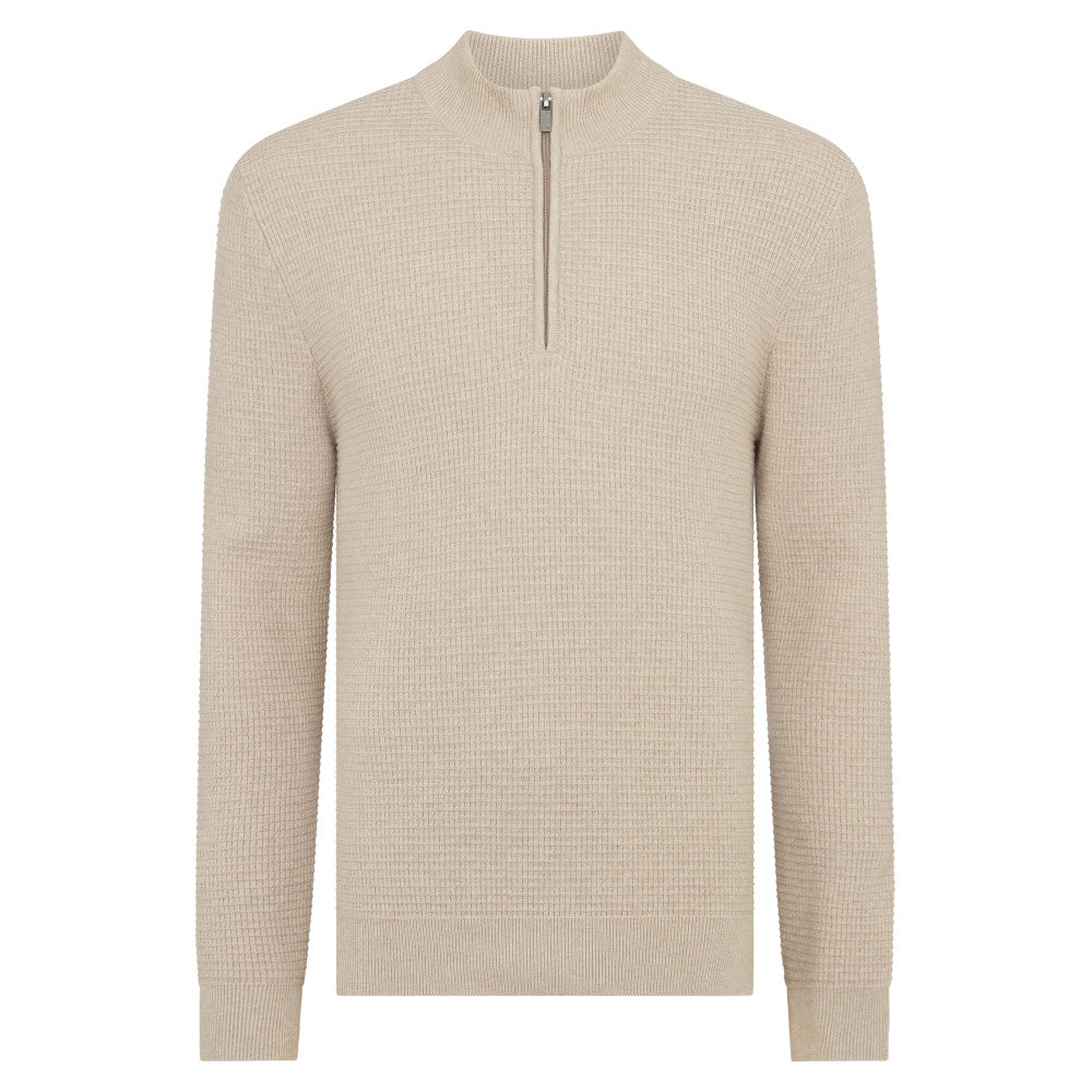 Remus Uomo 58698 91 Oatmeal Half Zip Sweater