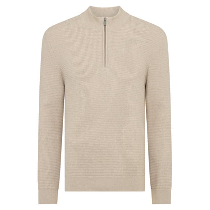 Remus Uomo 58698 91 Oatmeal Half Zip Sweater