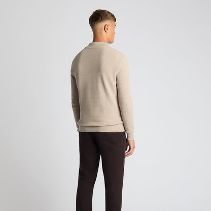 Remus Uomo 58698 91 Oatmeal Half Zip Sweater