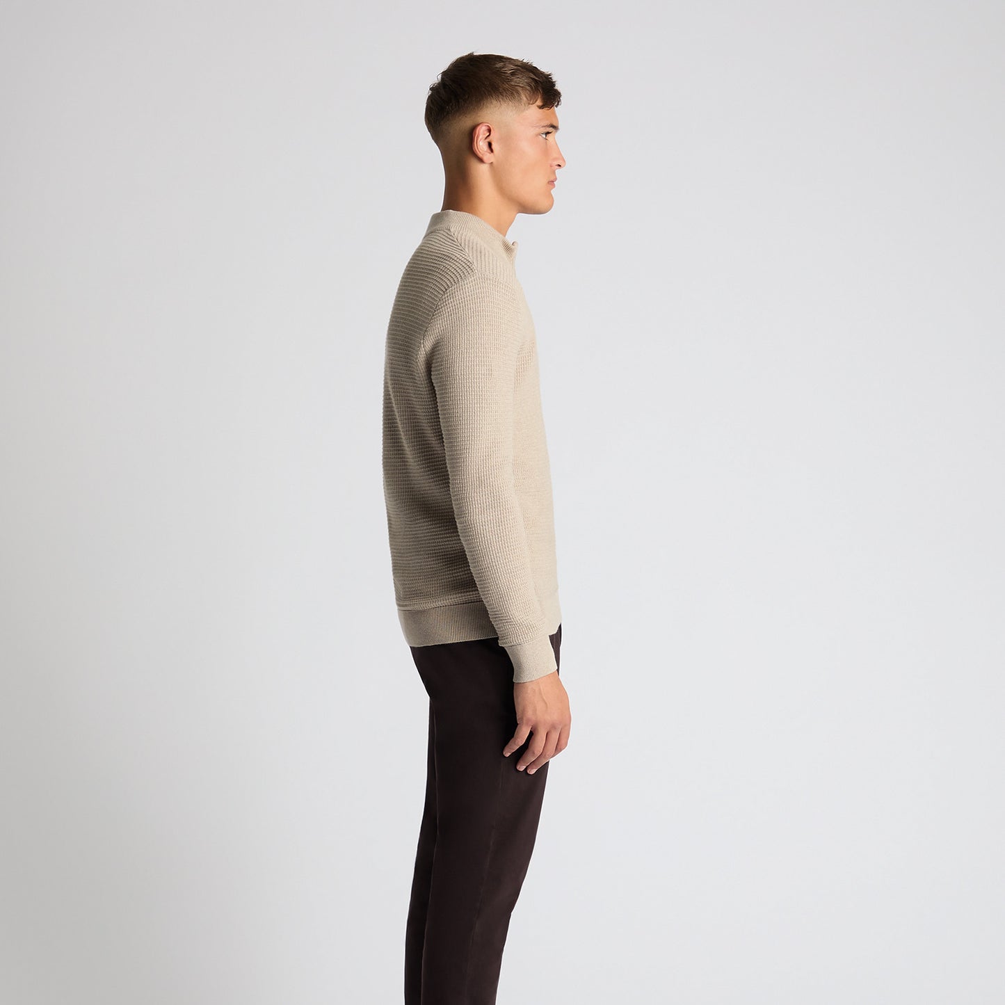 Remus Uomo 58698 91 Oatmeal Half Zip Sweater