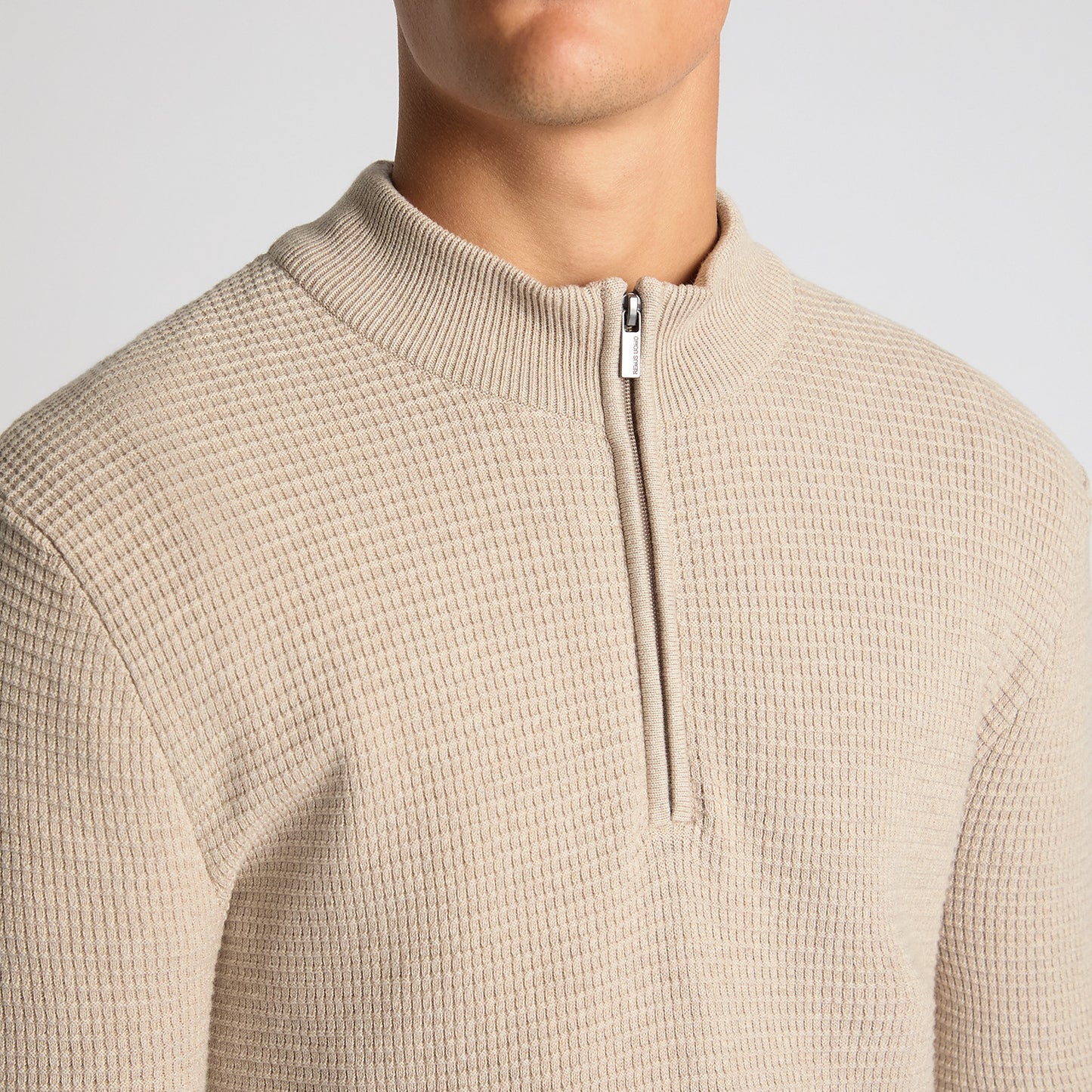 Remus Uomo 58698 91 Oatmeal Half Zip Sweater