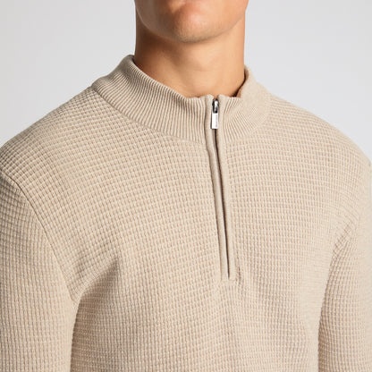 Remus Uomo 58698 91 Oatmeal Half Zip Sweater