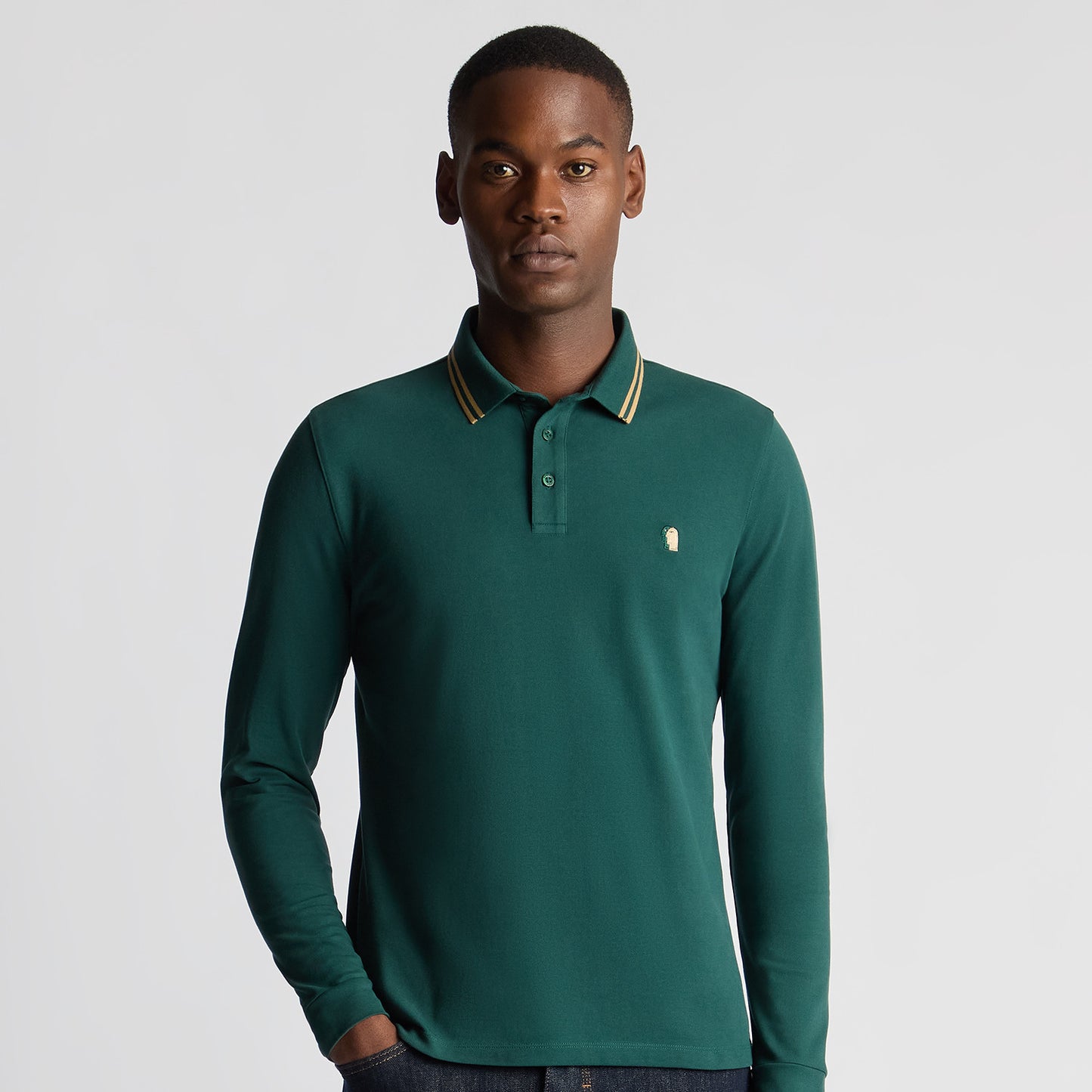 Remus Uomo 58775 37 Teal Long Sleeve Polo Shirt