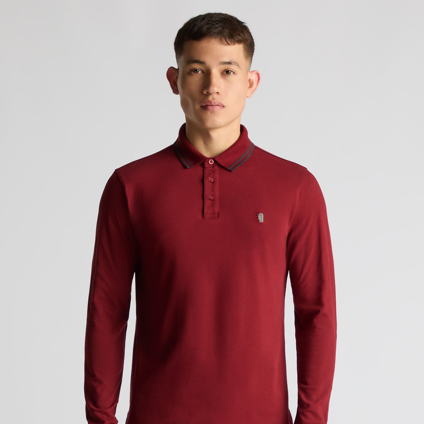 Remus Uomo 58775 67 Burgundy Long Sleeve Polo Shirt