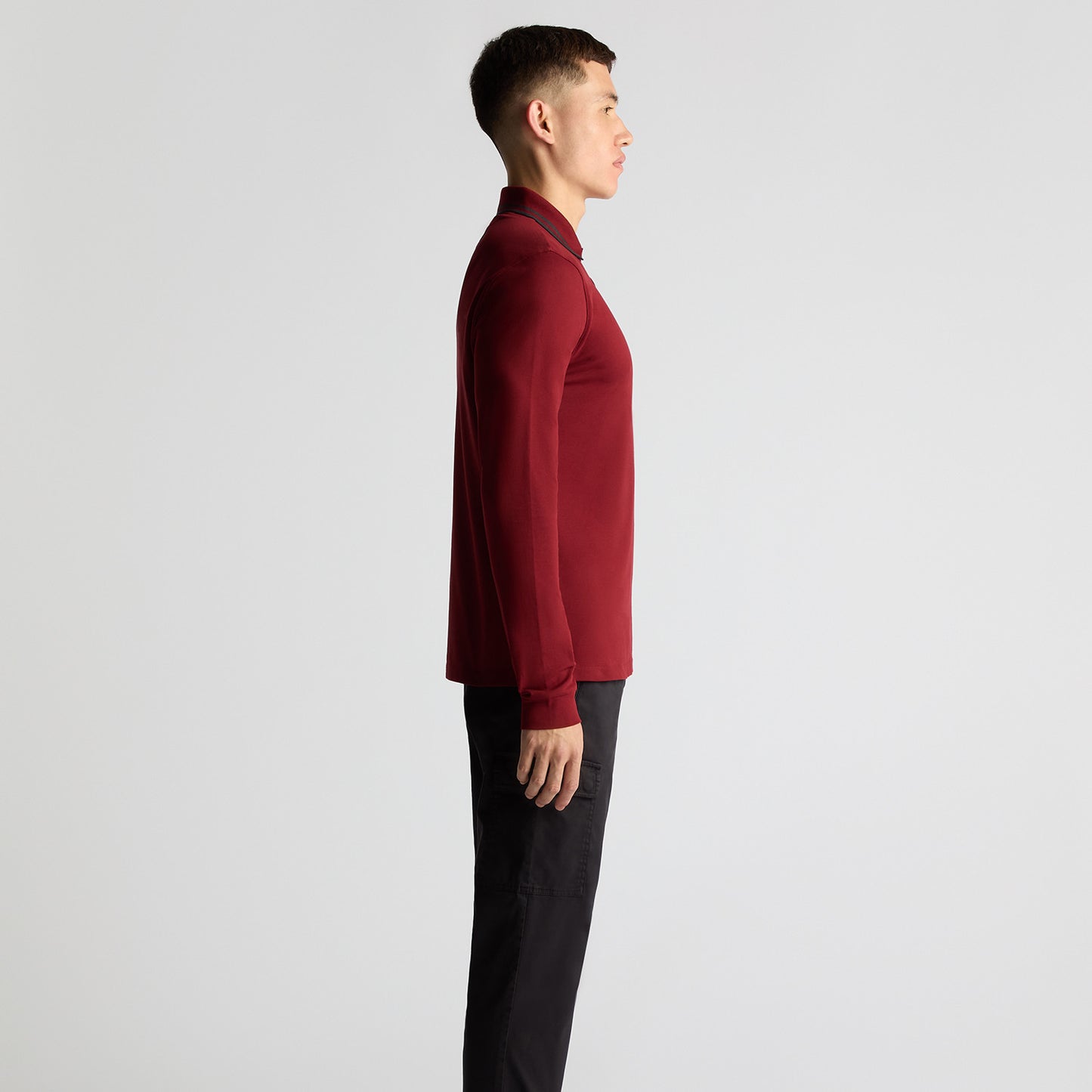 Remus Uomo 58775 67 Burgundy Long Sleeve Polo Shirt