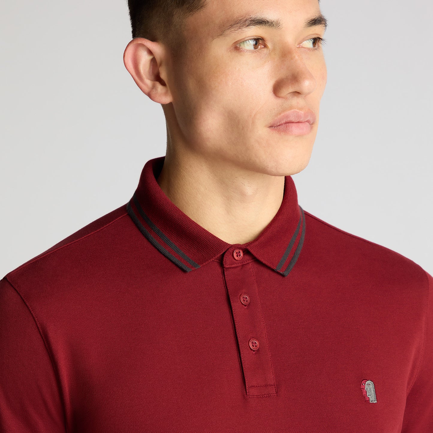 Remus Uomo 58775 67 Burgundy Long Sleeve Polo Shirt