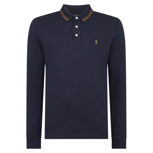 Remus Uomo 58775 783 Navy/Olive Long Sleeve Polo Shirt