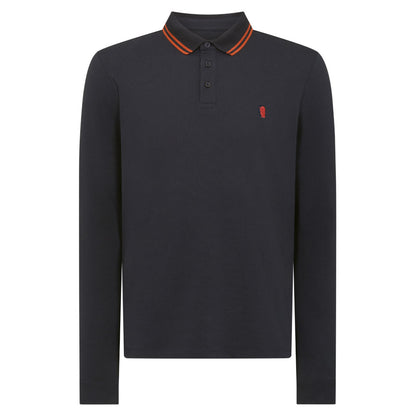 Remus Uomo 58775 785 Navy/ Brick Long Sleeve Polo Shirt