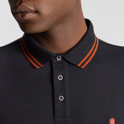 Remus Uomo 58775 785 Navy/ Brick Long Sleeve Polo Shirt