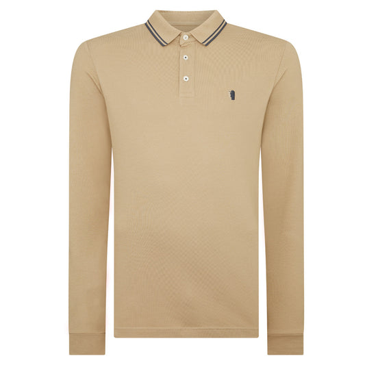 Remus Uomo 58775 92 Light Beige Long Sleeve Polo Shirt