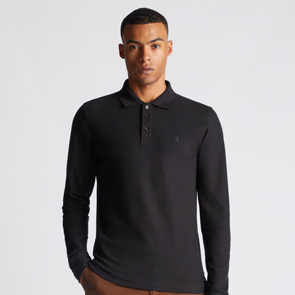 Remus Uomo 58797 00 Black Long Sleeve Polo Shirt