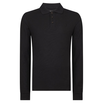 Remus Uomo 58797 00 Black Long Sleeve Polo Shirt