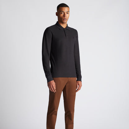 Remus Uomo 58797 00 Black Long Sleeve Polo Shirt