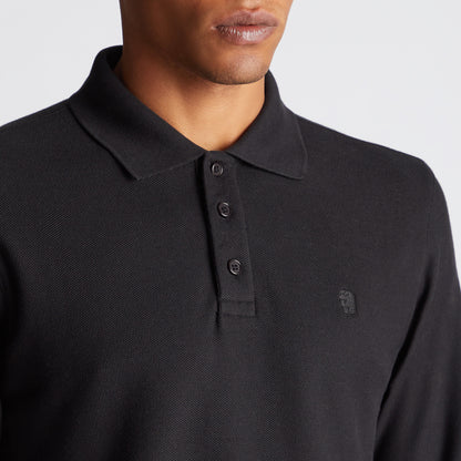 Remus Uomo 58797 00 Black Long Sleeve Polo Shirt