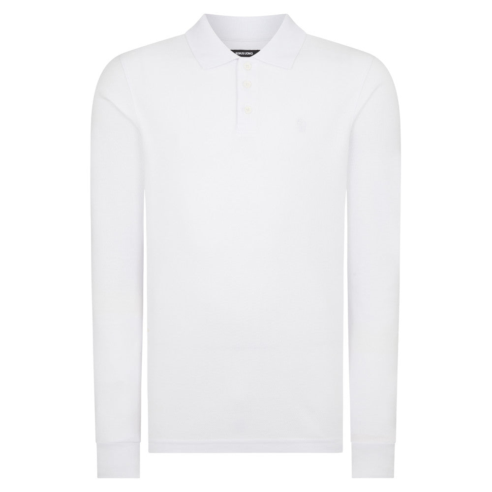 Remus Uomo 58797 01 White Long Sleeve Polo Shirt