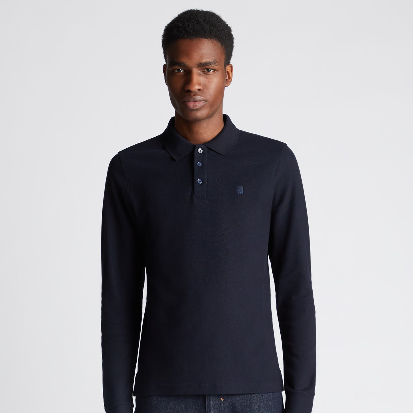 Remus Uomo 58797 78 Navy Long Sleeve Polo Shirt