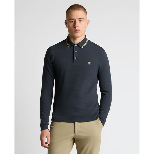 Remus Uomo 58861 28 Slate Blue Long Sleeve Polo Shirt