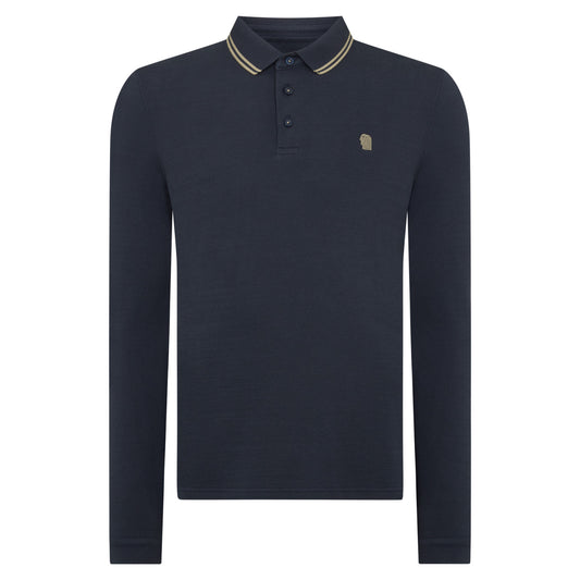 Remus Uomo 58861 28 Slate Blue Long Sleeve Polo Shirt