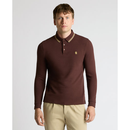 Remus Uomo 58861 48 Brown Long Sleeve Polo Shirt
