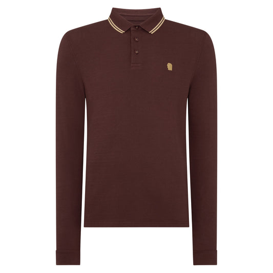 Remus Uomo 58861 48 Brown Long Sleeve Polo Shirt