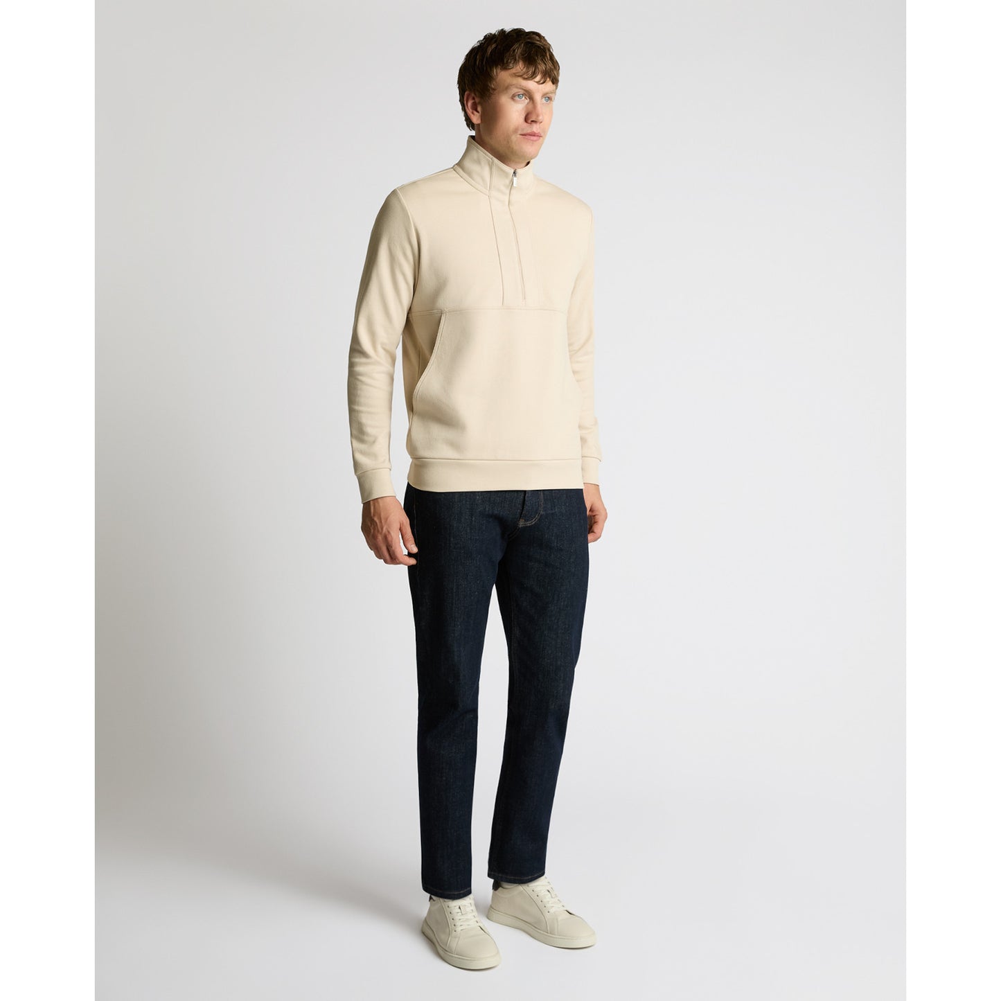 Remus Uomo 58867 91 Ecru Half Zip Sweatshirt