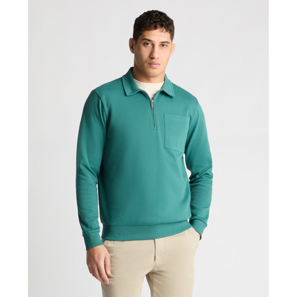 Remus Uomo 58877 37 Teal Half Zip Sweatshirt